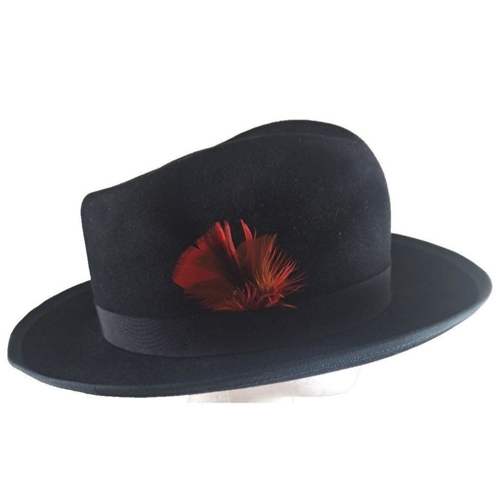 Merino Wool Fedora Hat River Grey Goorin Bros Feather Grosgrain Band Logo XL